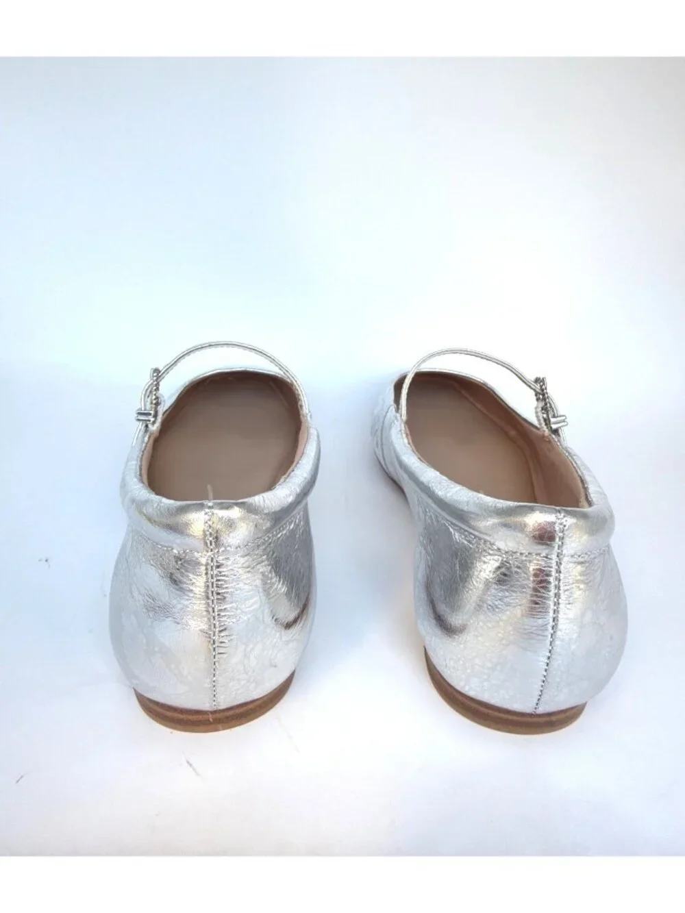 Dolce Vita Reyes Silver Distressed Leather Mary Jane Square-Toe Flats Size 8.5